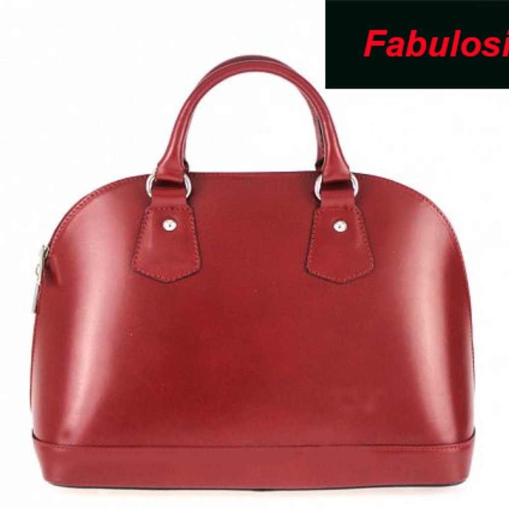 Adorable Red Bag  Italian Leather Satchel with Crossbody Strap  in Dark Red…
